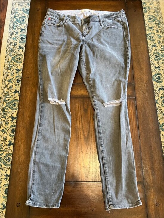 Slink Denim - Slink Curvy Jeans Gray Skinny Distressed Ripped Knee Stretch High Rise Jegging14